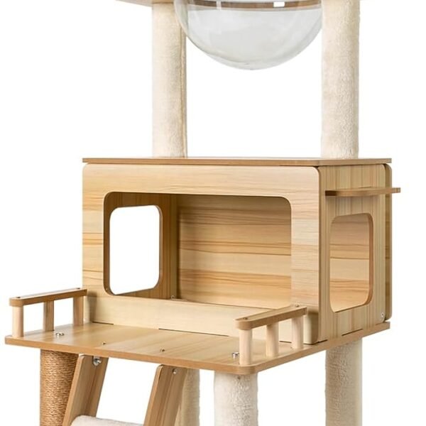 Cat Scratching Post,Cat Activity Tower Designed with A 5-Level Rotating Stair for Scratching, Climbing, Engaging in Playful Activities, and A Cozy Resting Spot,Log Color