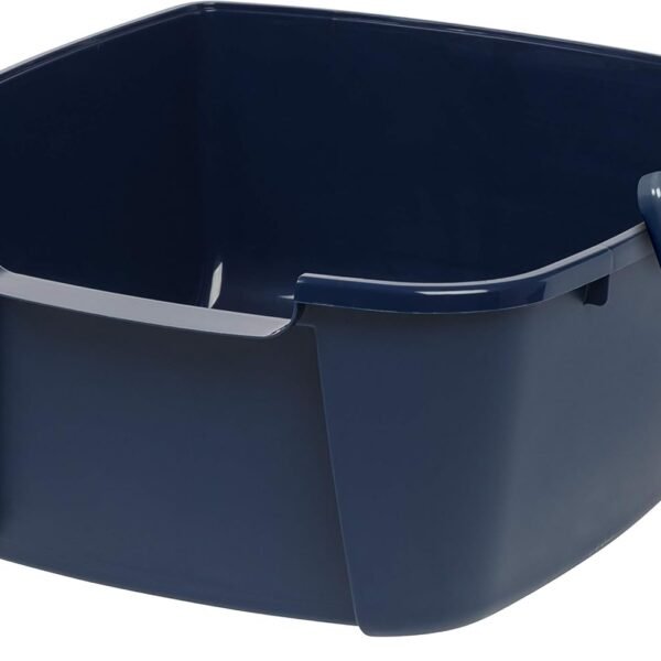 Cat Litter Box with Scoop, Open Top High Sided Kitty Litter Pan, Navy